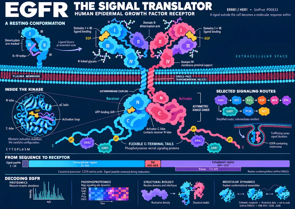 EGFR — The Signal Translator — illustrated scientific poster