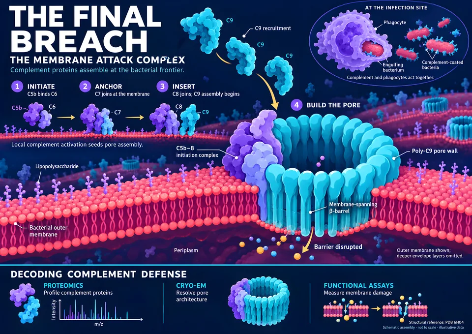 The Final Breach — Membrane Attack Complex — illustrated scientific poster