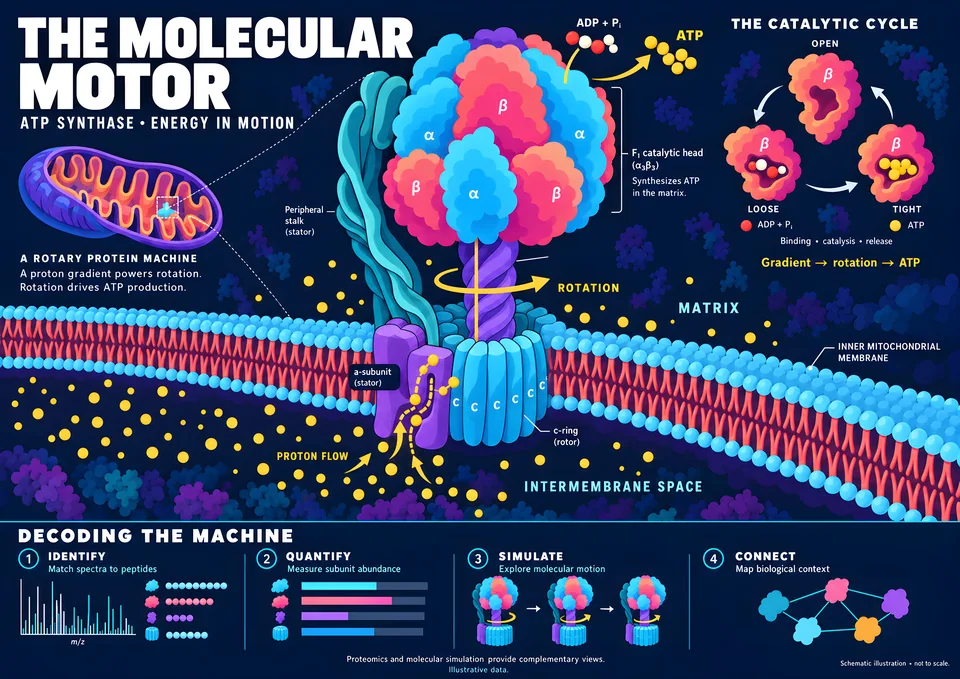 The Molecular Motor — ATP Synthase — illustrated scientific poster
