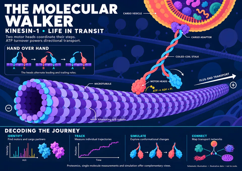 The Molecular Walker — Kinesin — illustrated scientific poster
