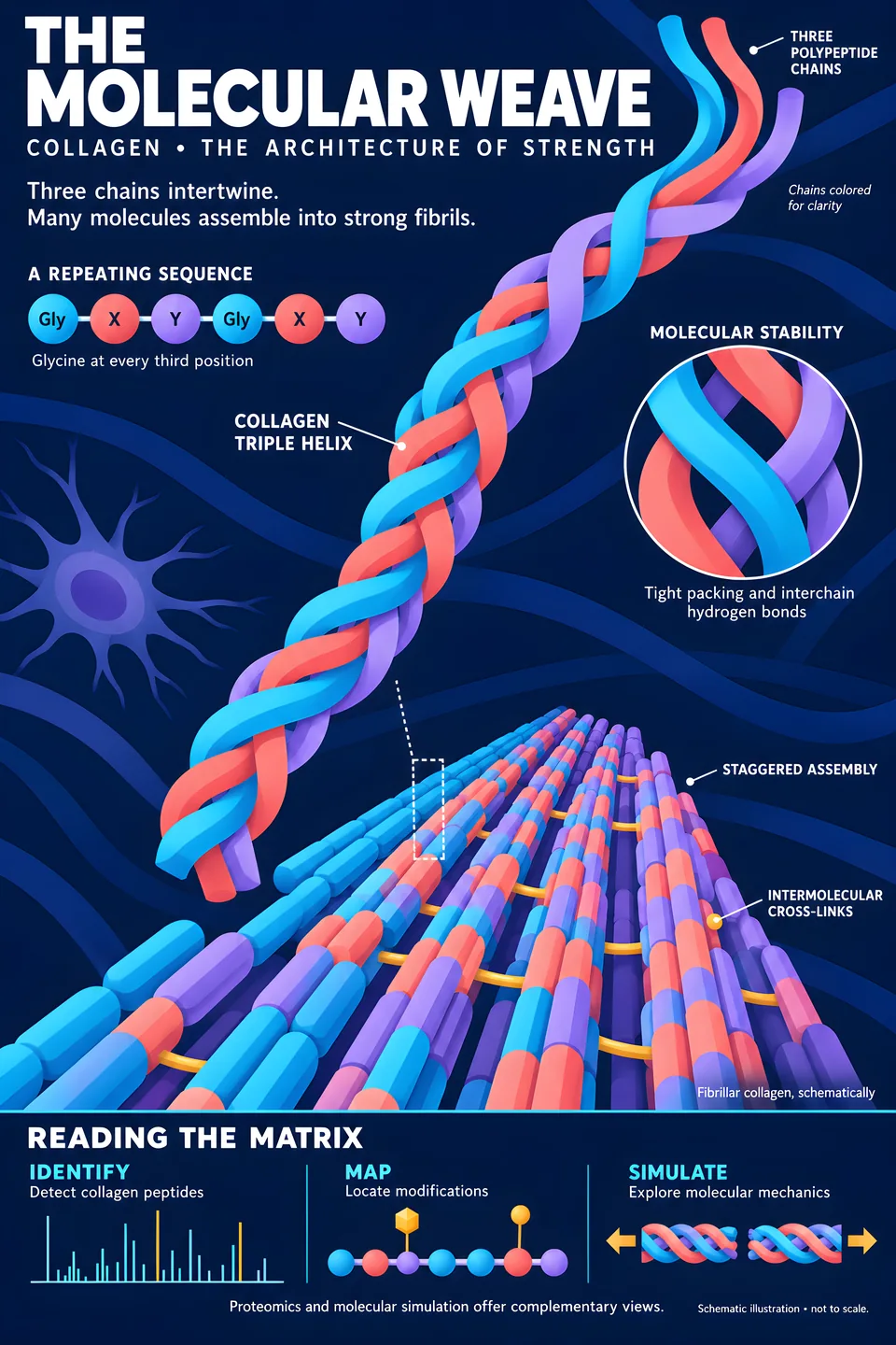 The Molecular Weave — Collagen — illustrated scientific poster