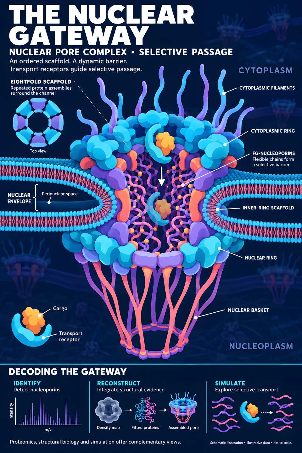 The Nuclear Gateway — illustrated scientific poster