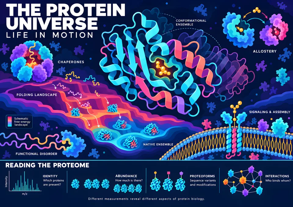 The Protein Universe — illustrated scientific poster