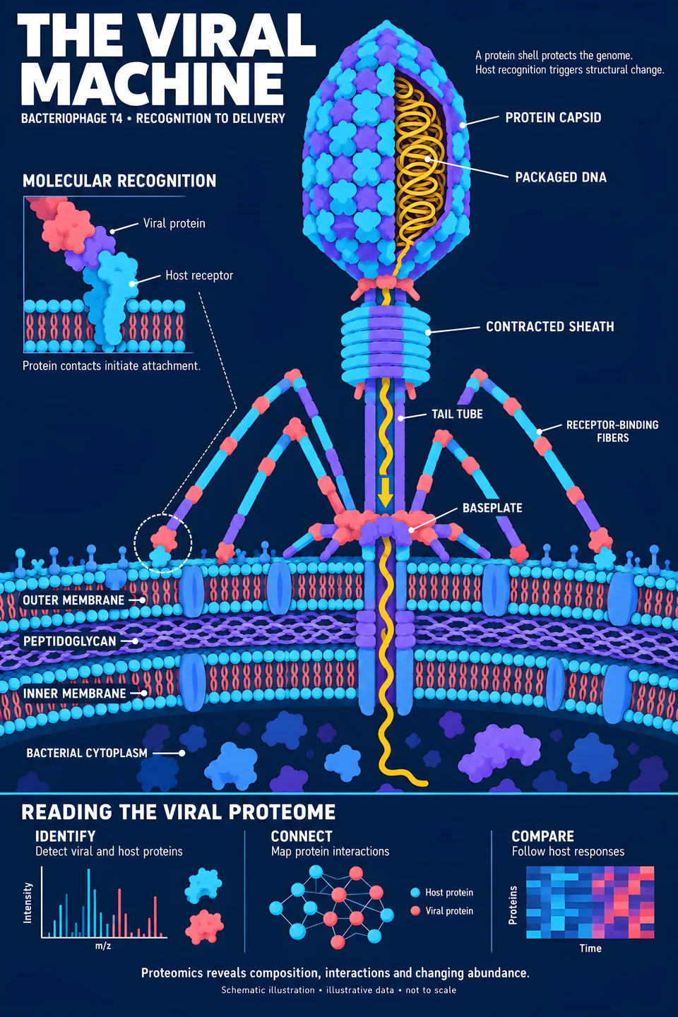 Bacteriophage T4 — illustrated scientific poster